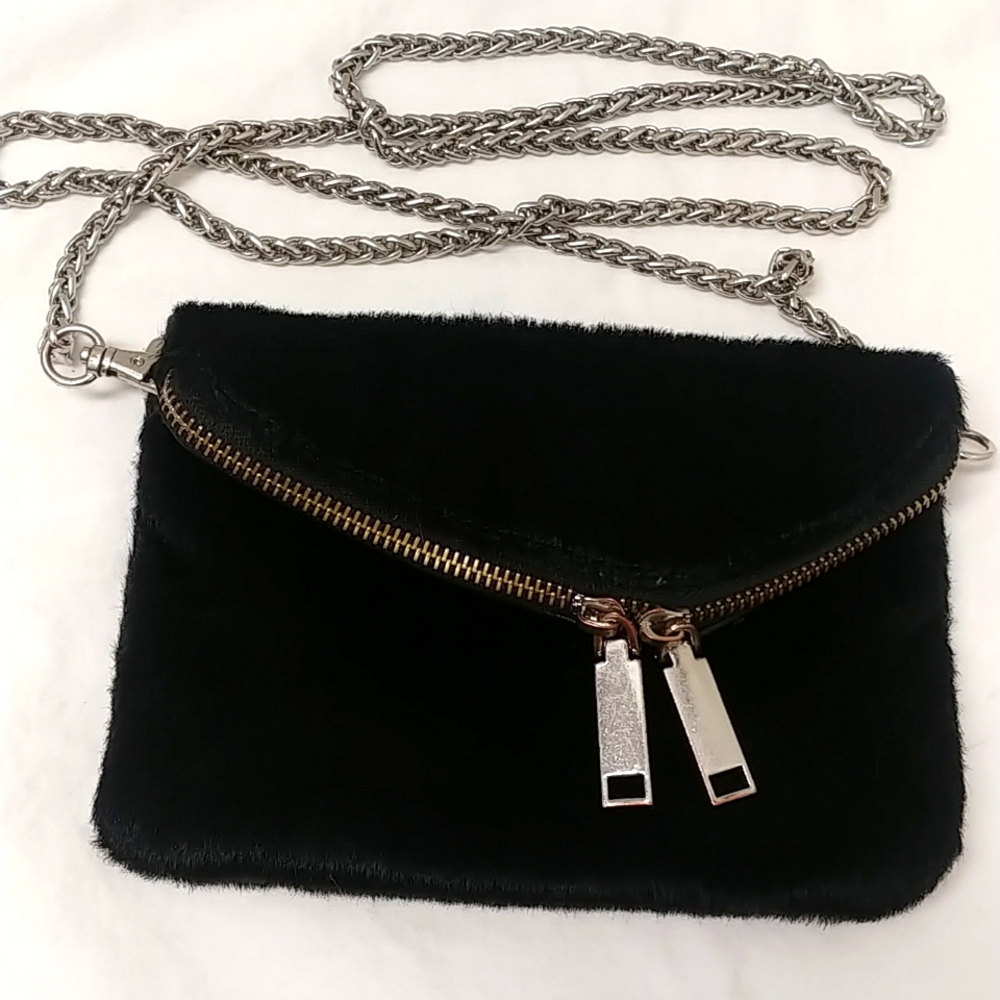 Free People Faux Fur Small Handbag/Clutch Crossbody